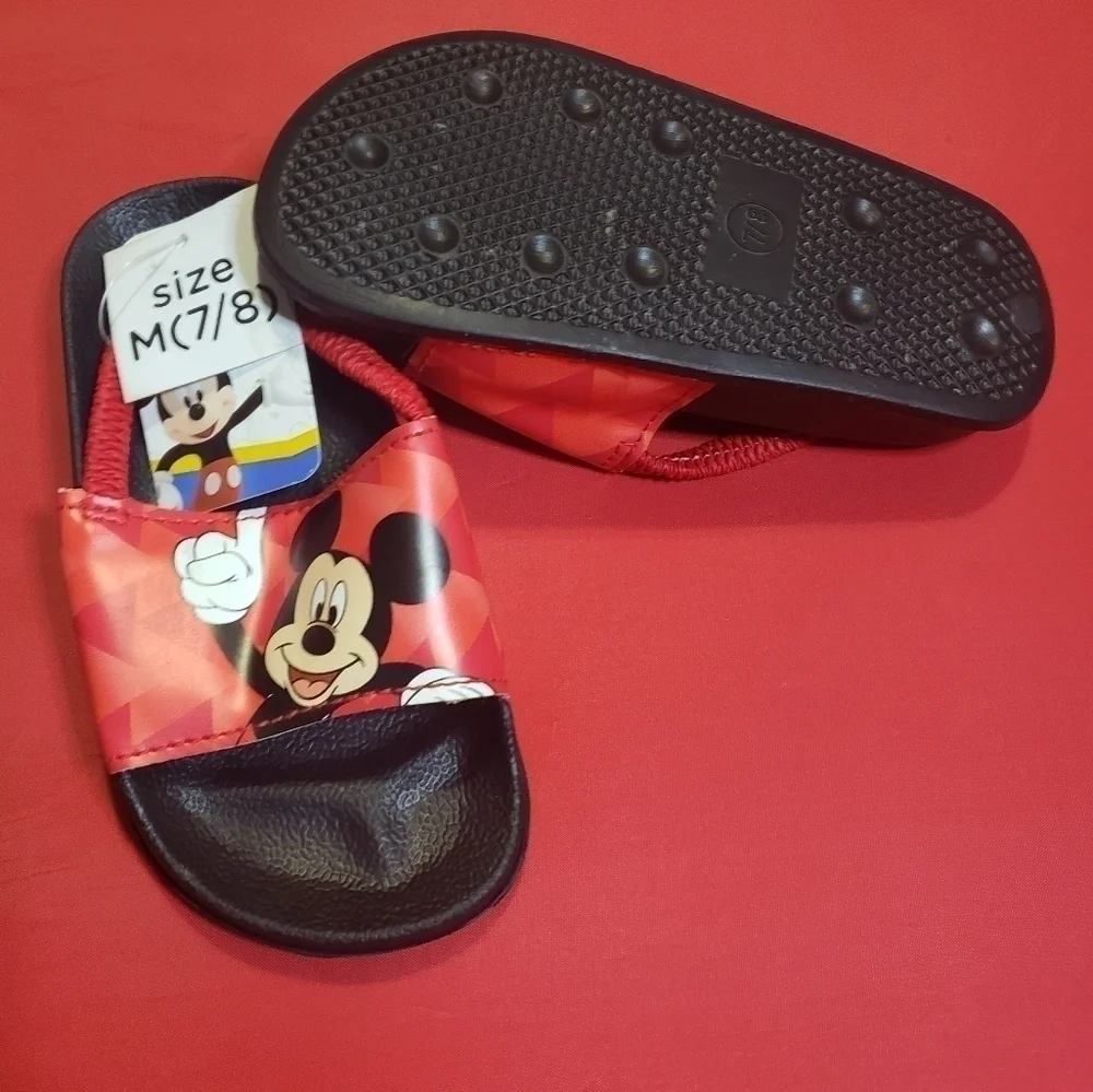 blue batman and red mickey flip flops set size M(7/8)